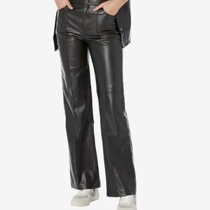 Mango vegan leather wide leg pants, size 4